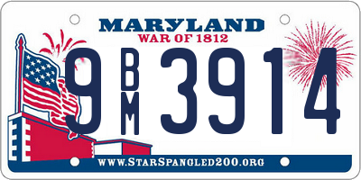 MD license plate 9BM3914