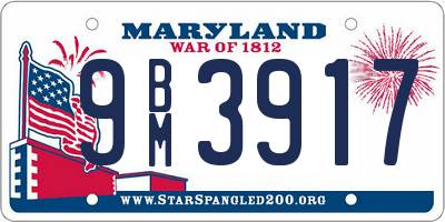 MD license plate 9BM3917