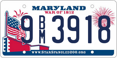 MD license plate 9BM3918