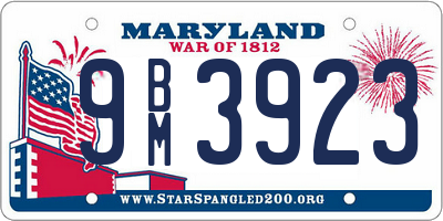 MD license plate 9BM3923