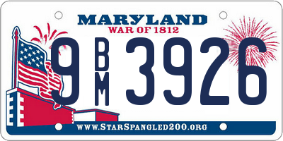 MD license plate 9BM3926