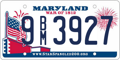 MD license plate 9BM3927