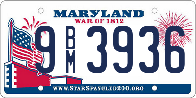 MD license plate 9BM3936