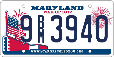 MD license plate 9BM3940