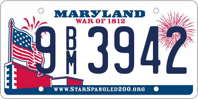 MD license plate 9BM3942