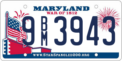 MD license plate 9BM3943