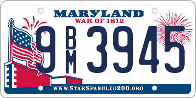 MD license plate 9BM3945