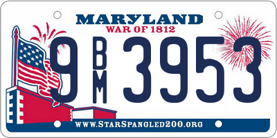 MD license plate 9BM3953