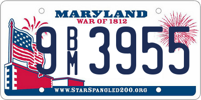 MD license plate 9BM3955