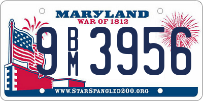 MD license plate 9BM3956