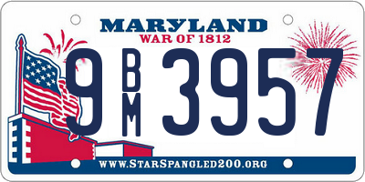 MD license plate 9BM3957