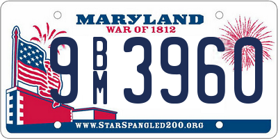 MD license plate 9BM3960