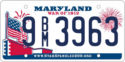 MD license plate 9BM3963