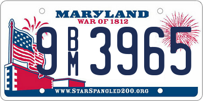 MD license plate 9BM3965