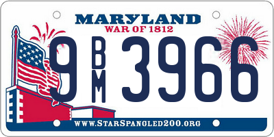 MD license plate 9BM3966