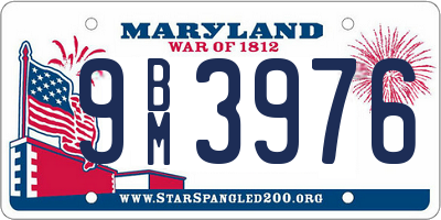 MD license plate 9BM3976