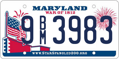 MD license plate 9BM3983