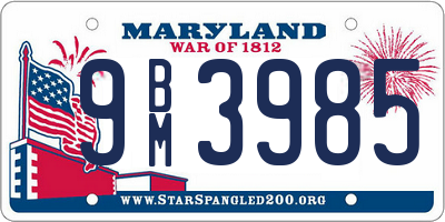 MD license plate 9BM3985