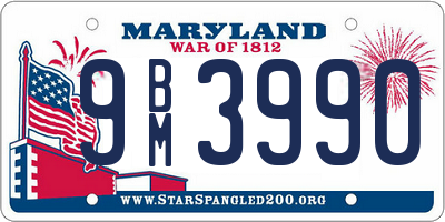 MD license plate 9BM3990