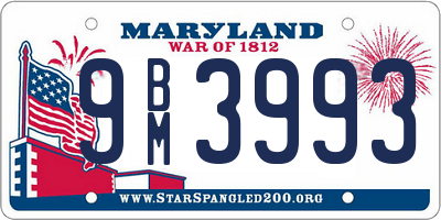 MD license plate 9BM3993