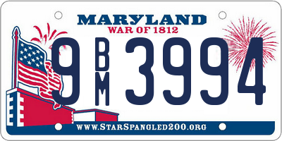 MD license plate 9BM3994