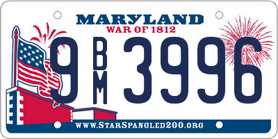 MD license plate 9BM3996