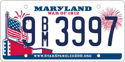 MD license plate 9BM3997