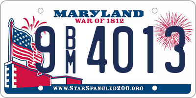 MD license plate 9BM4013