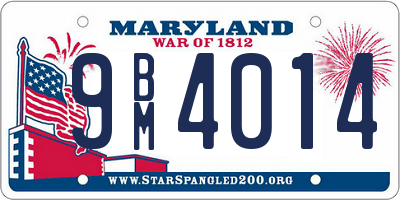 MD license plate 9BM4014