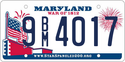 MD license plate 9BM4017