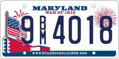 MD license plate 9BM4018