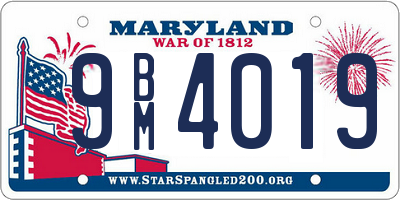 MD license plate 9BM4019