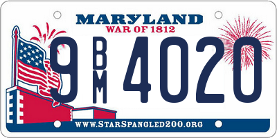 MD license plate 9BM4020