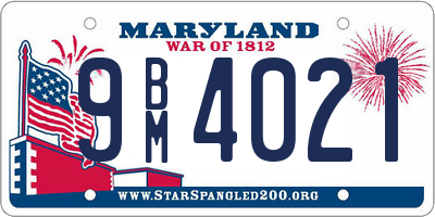 MD license plate 9BM4021