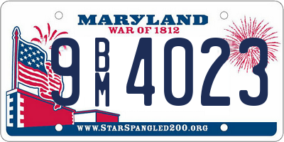 MD license plate 9BM4023