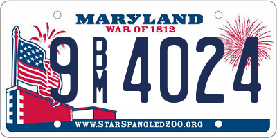 MD license plate 9BM4024