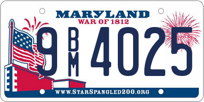 MD license plate 9BM4025