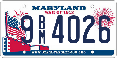 MD license plate 9BM4026