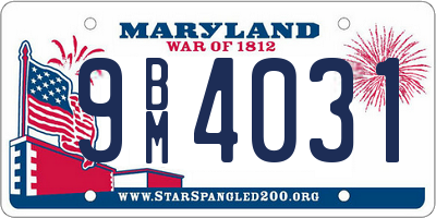 MD license plate 9BM4031