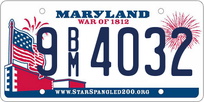 MD license plate 9BM4032