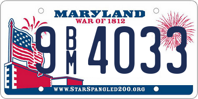 MD license plate 9BM4033