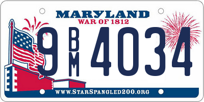 MD license plate 9BM4034