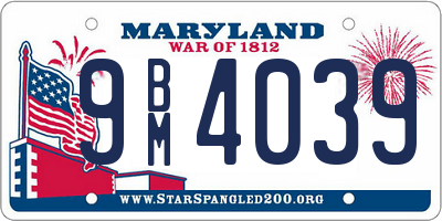 MD license plate 9BM4039