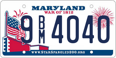 MD license plate 9BM4040