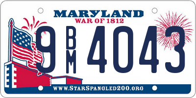 MD license plate 9BM4043