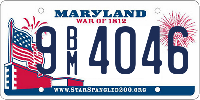 MD license plate 9BM4046