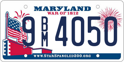 MD license plate 9BM4050