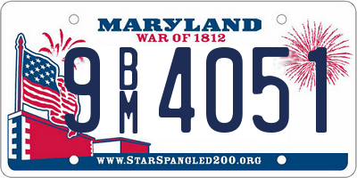 MD license plate 9BM4051