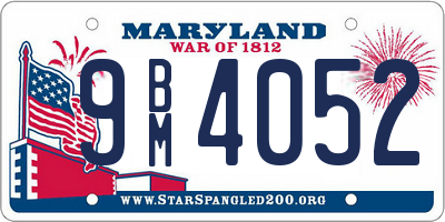 MD license plate 9BM4052