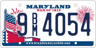 MD license plate 9BM4054